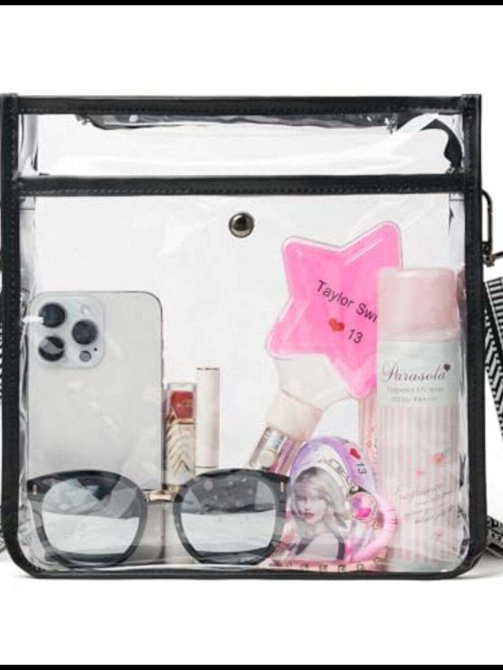 Clear Crossbody Stadium Bag 12x12x6 Transparent Purse with Guitar Strap
